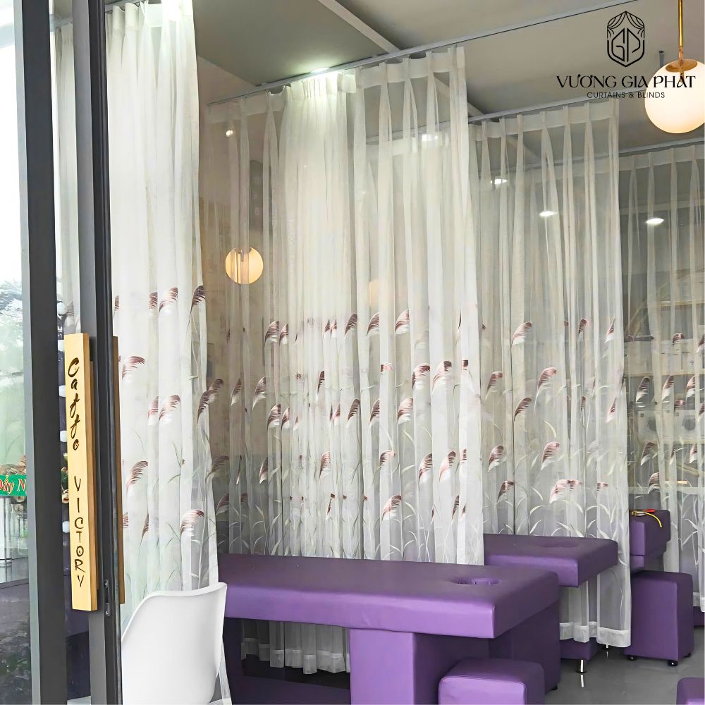 Rèm Voan Họa Tiết Cỏ Lau - Phòng Spa - Ảnh 4