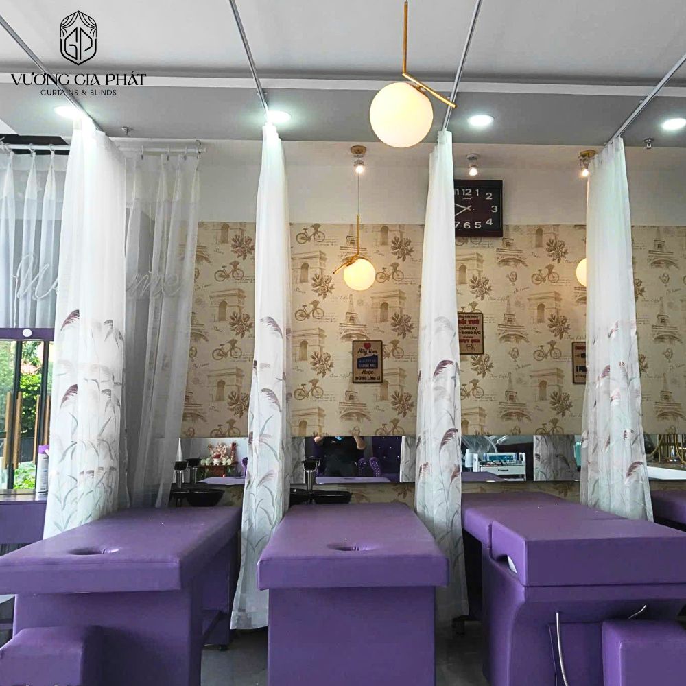 Rèm Voan Họa Tiết Cỏ Lau - Phòng Spa - Ảnh 3
