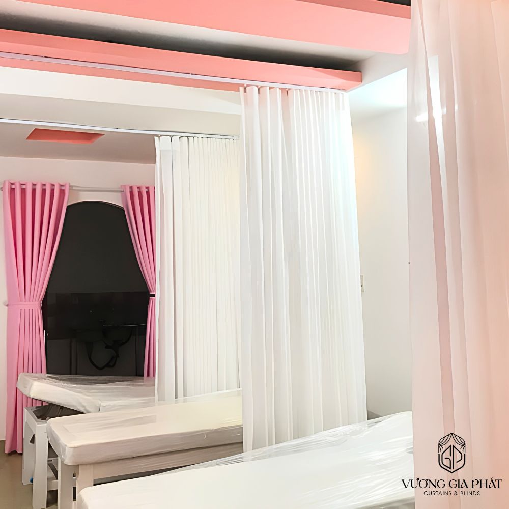 Rèm Vải Tông TrắngHồng - Phòng Spa
