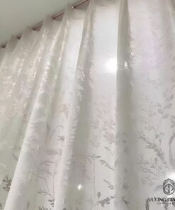 Rèm Voan hoạ tiết trắng thêu hoa hồng
