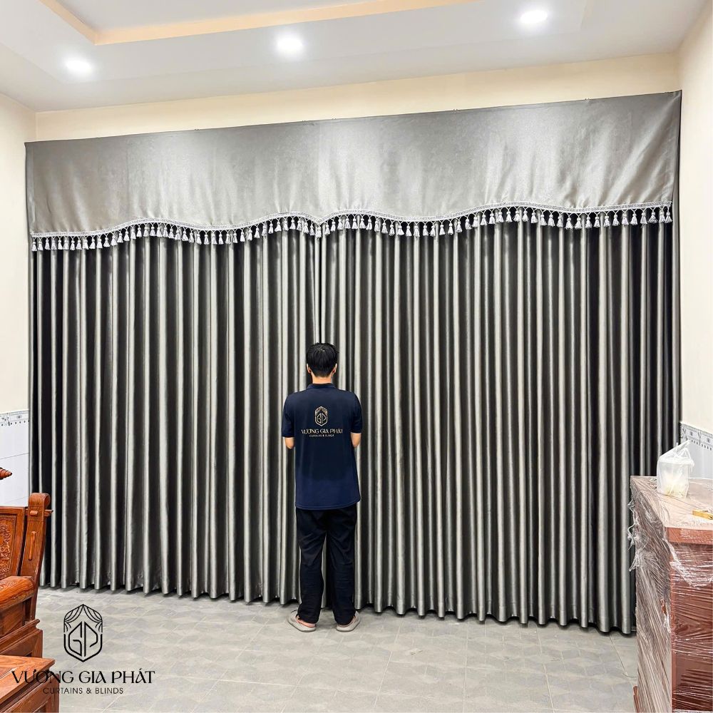 Rèm Vải Kết Hợp Lắp Bèo 1 Lớp Cản Nắng Tự Nhiên