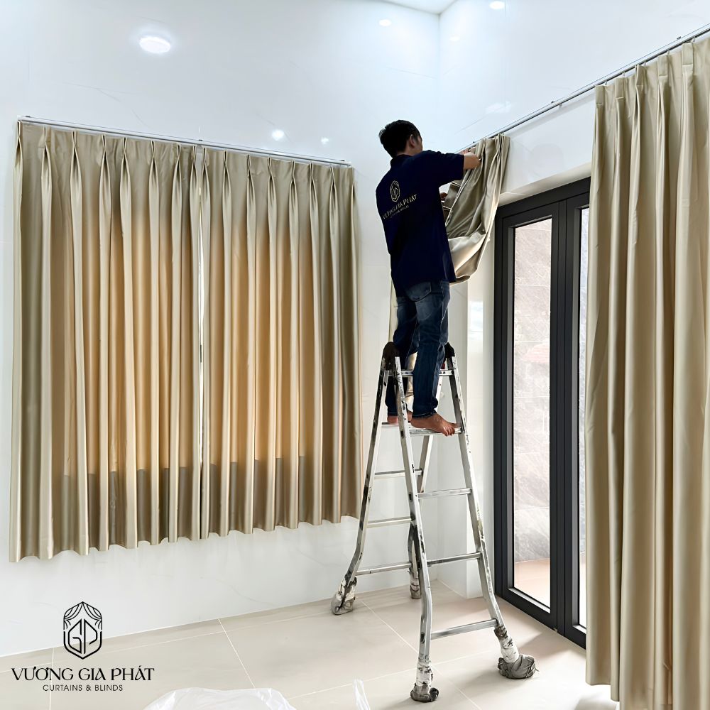 Rèm Vải 1 Lớp Màu Kem Sang Trọng Giá Tốt