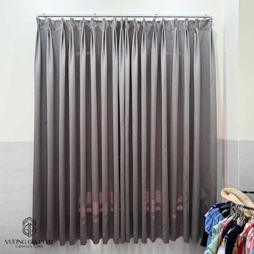 Rèm Vải 1 Lớp Màu Xám Ghi