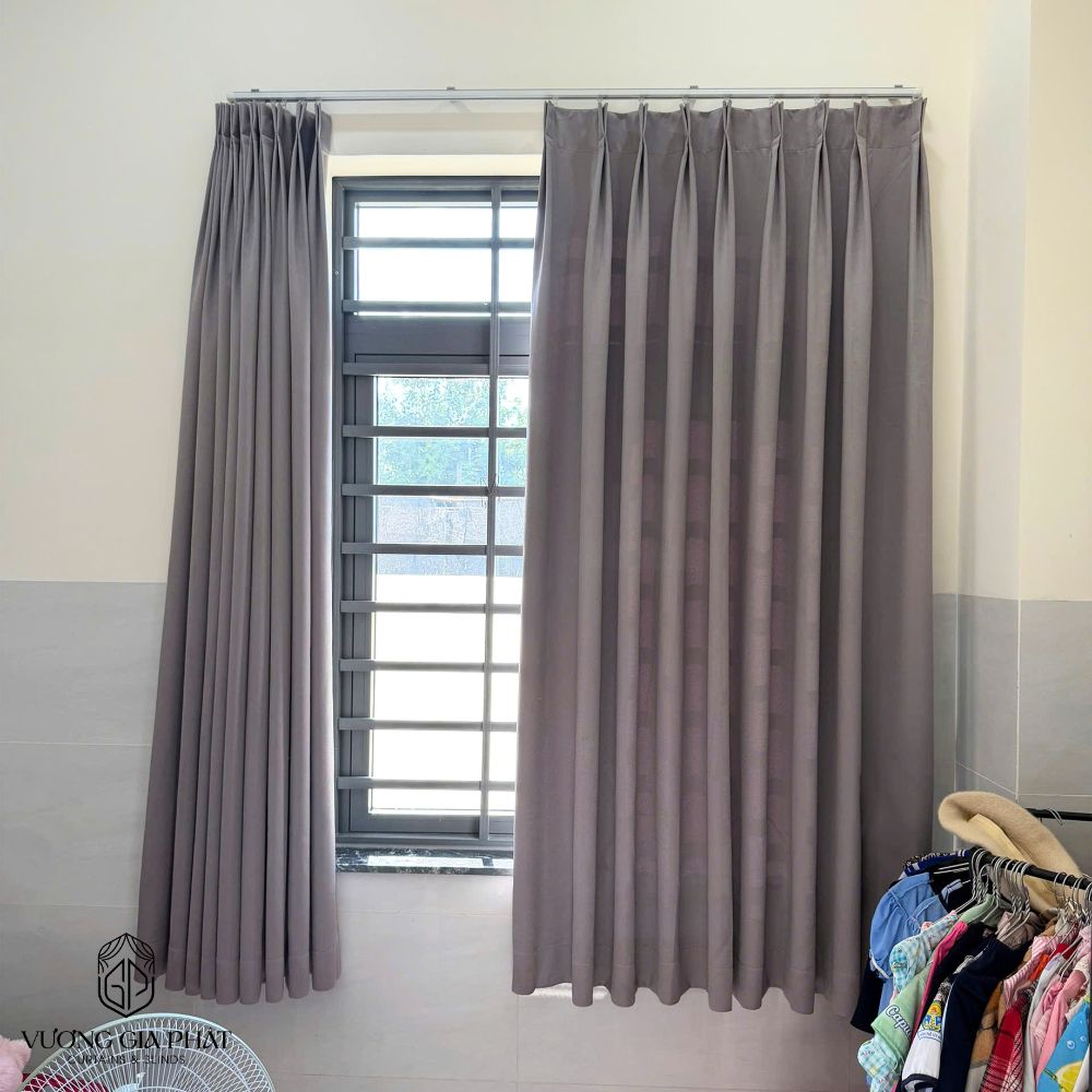 Rèm Vải 1 Lớp Màu Xám Ghi