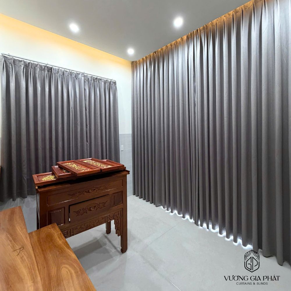 Rèm Vải 1 Lớp Màu Xám Ghi