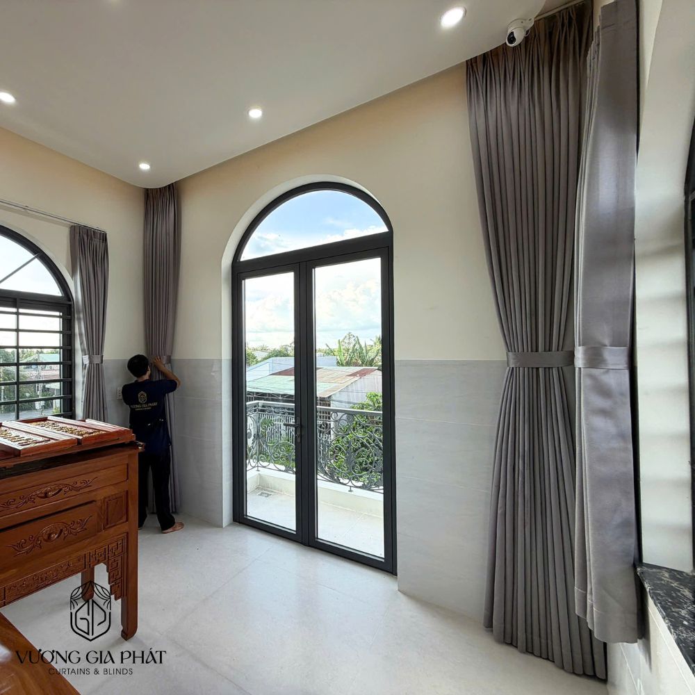 Rèm Vải 1 Lớp Màu Xám Ghi