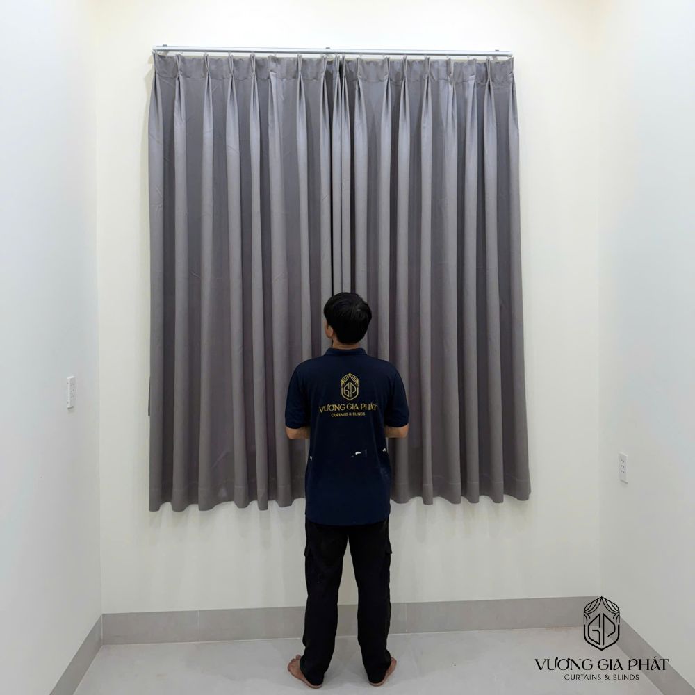 Rèm Vải 1 Lớp Màu Xám Ghi