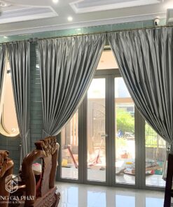 Rèm Vải Gấm Màu Xám Bạc Cao Cấp