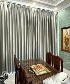 Rèm Vải Gấm Màu Xám Bạc Cao Cấp