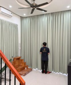 Rèm Vải 2 Lớp Màu Xanh Lá Nhạt