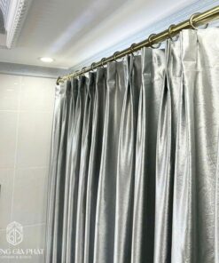 Rèm Vải Gấm Màu Xám Bạc Cao Cấp
