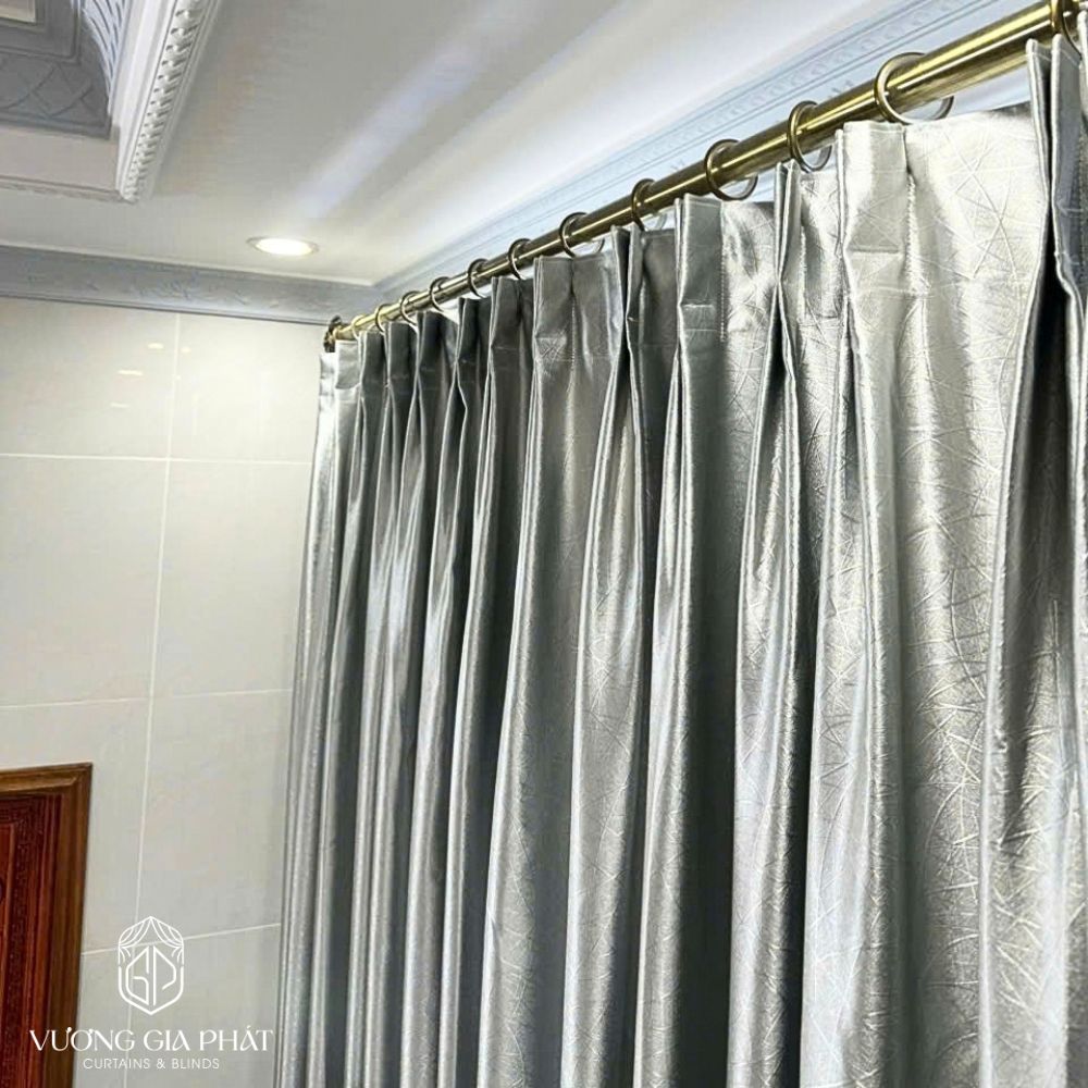 Rèm Vải Gấm Màu Xám Bạc Cao Cấp