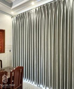 Rèm Vải Gấm Màu Xám Bạc Cao Cấp