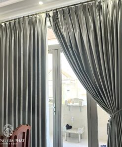 Rèm Vải Gấm Màu Xám Bạc Cao Cấp