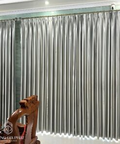 Rèm Vải Gấm Màu Xám Bạc Cao Cấp
