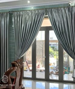 Rèm Vải Gấm Màu Xám Bạc Cao Cấp